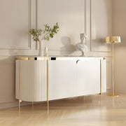 58.5'' White & Gold Contemporary Sideboard with Adjustable Shelves
